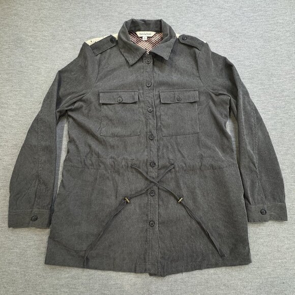 Davi & Dani Womens Size M Gray Jacket Southwestern Aztec Corduroy Boho Shacket - Picture 4 of 16